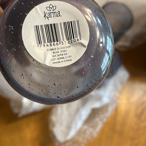 Blue Bubble Glass Drink Ware -  4 pieces - Picture 3 of 4